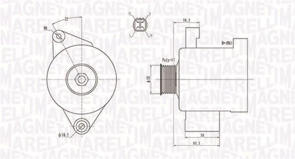 Alternator Toyota Dyna: 063731796010 Magneti marelli Alternator