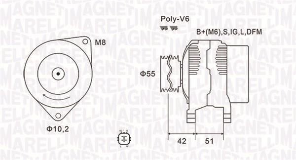 Engine alternator Jeep Commander: 063732126010 Magneti marelli Alternator