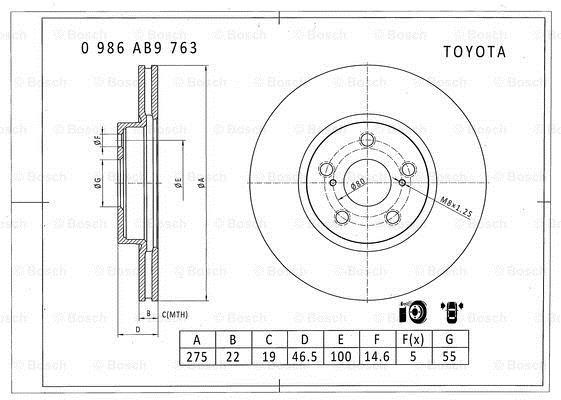 Bosch 0 986 AB9 763 Диск гальмівний 0986AB9763: Приваблива ціна - Купити у Польщі на 2407.PL!