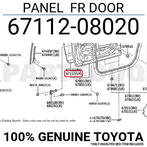 Toyota 67112-08020 Panel drzwiowy 6711208020: Dobra cena w Polsce na 2407.PL - Kup Teraz!