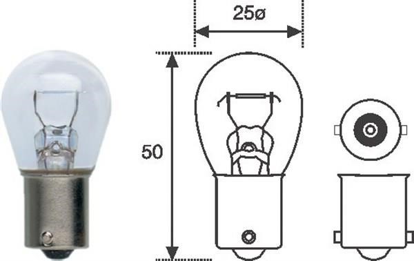 Лампа накаливания P21W 12V 21W Magneti marelli 008506100000