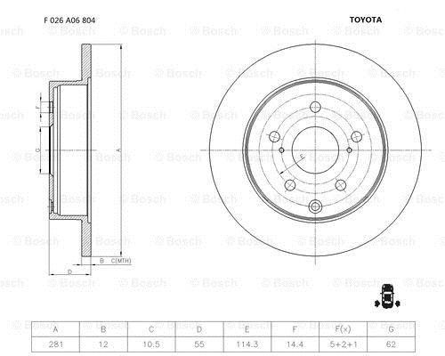 Bosch F 026 A06 804 Диск тормозной F026A06804: Отличная цена - Купить в Польше на 2407.PL!