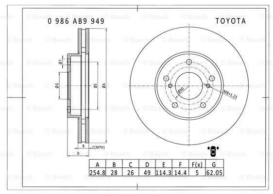 Bosch 0 986 AB9 949 Диск тормозной 0986AB9949: Отличная цена - Купить в Польше на 2407.PL!
