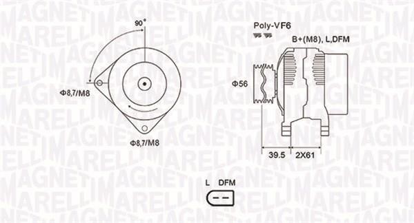 Генератор автомобильный Volkswagen Passat (Фольксваген Пассат): 063731912010 Magneti marelli Генератор