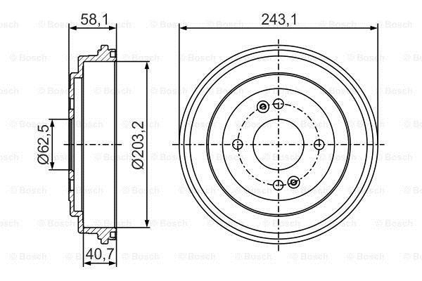 Bosch Rear brake drum – price 238 PLN