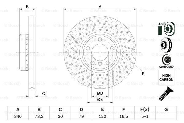 Brake disc Bosch 0 986 479 E12