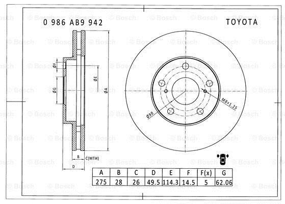 Bosch 0 986 AB9 942 Brake disc 0986AB9942: Buy near me in Poland at 2407.PL - Good price!