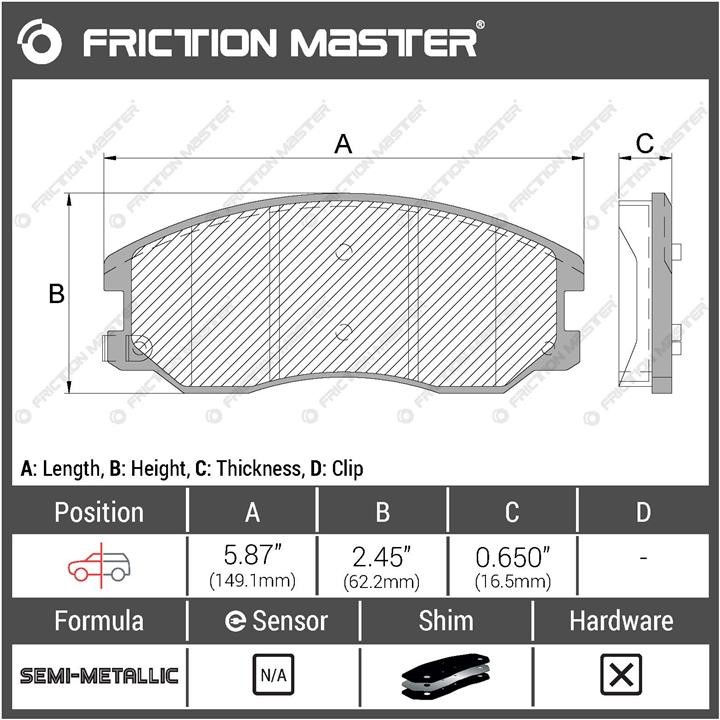 Pad set, rr disc brake Friction Master Black Friction Master MKD1264