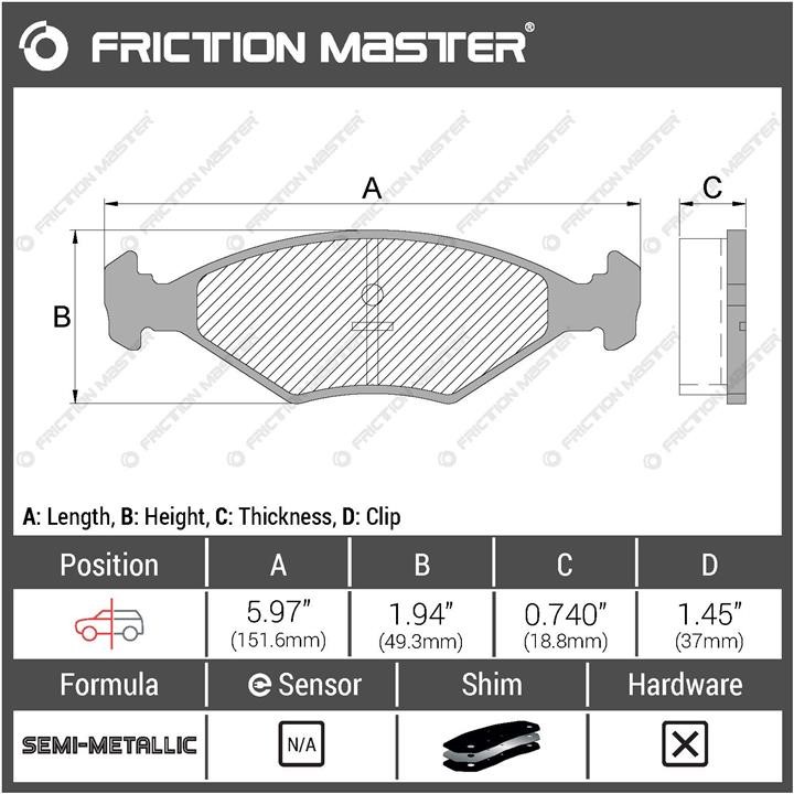 Тормозные колодки дисковые Friction Master Black, комплект Friction Master MKD350