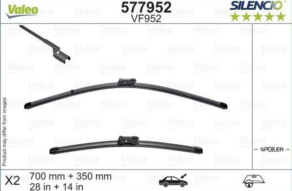 Valeo 577952 Set of frameless wiper blades 700/350 577952: Buy near me at 2407.PL in Poland at an Affordable price!