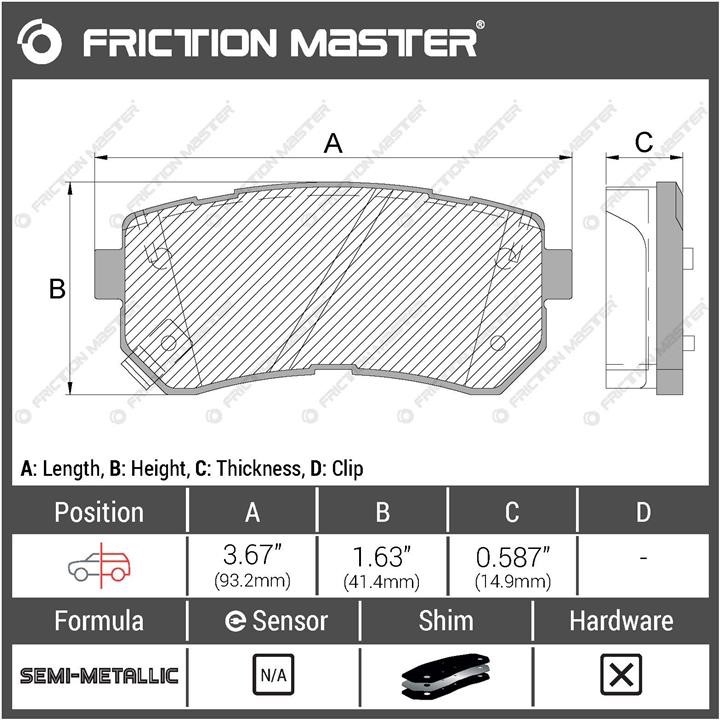 Тормозные колодки дисковые Friction Master Black, комплект Friction Master MKD1157