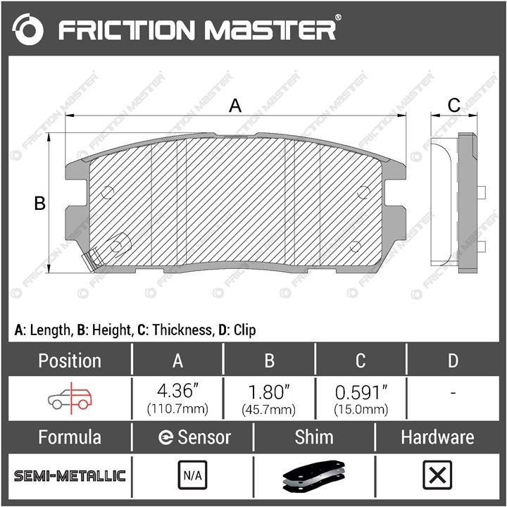 Pad set, rr disc brake Friction Master Black Friction Master MKD1275