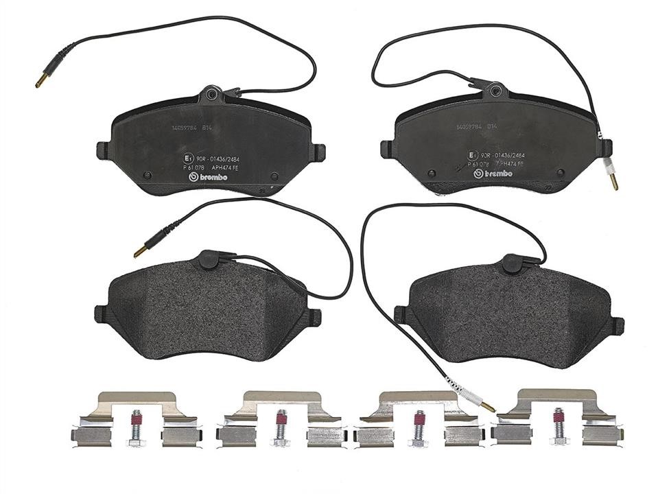 Brake pad Peugeot: P61078 Brembo Brake pad set