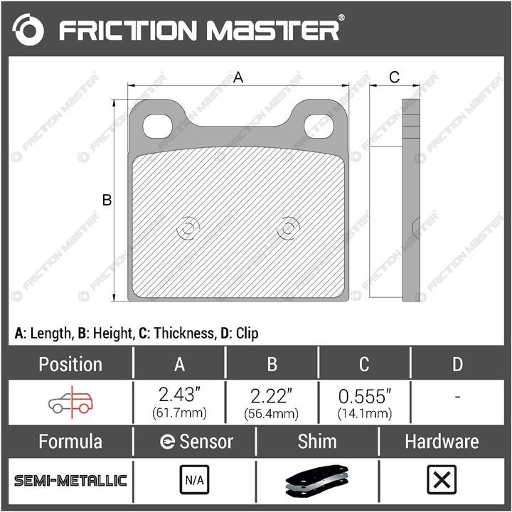 Pad set, rr disc brake Friction Master Black Friction Master MKD31