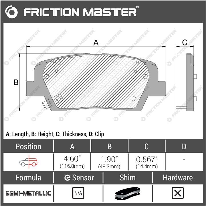 Гальмівні колодки Friction Master Black, комплект Friction Master MKD1284