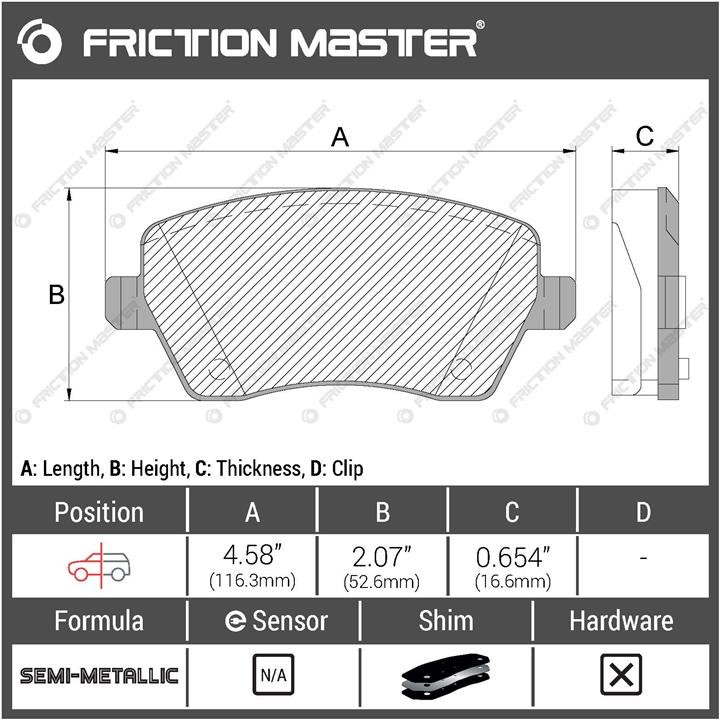 Тормозные колодки дисковые Friction Master Black, комплект Friction Master MKD1435