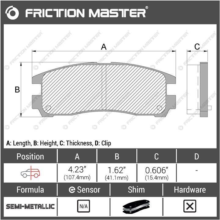 Тормозные колодки дисковые Friction Master Black, комплект Friction Master MKD383