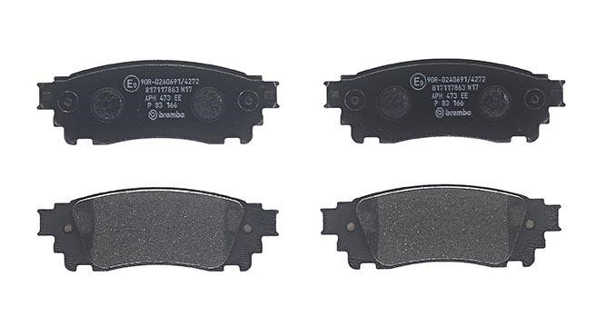 Brembo P 83 166 Rear brake pad set P83166: Buy near me at 2407.PL in Poland at an Affordable price! P83166 Brembo Rear brake pad set
