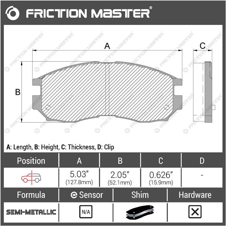 Тормозные колодки дисковые Friction Master Black, комплект Friction Master MKD484