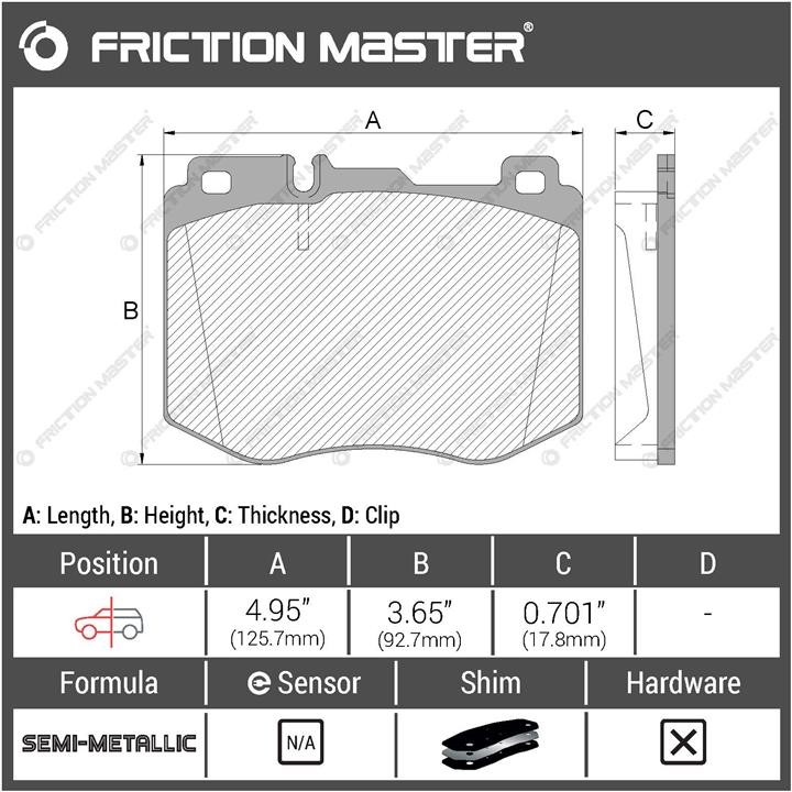 Гальмівні колодки Friction Master Black, комплект Friction Master MKD1796