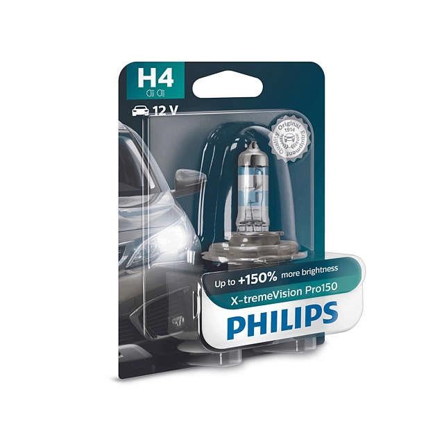 Лампа галогенная Philips X-Tremevision +150% 12В H4 60&#x2F;55Вт +150% Philips 12342XVPB1