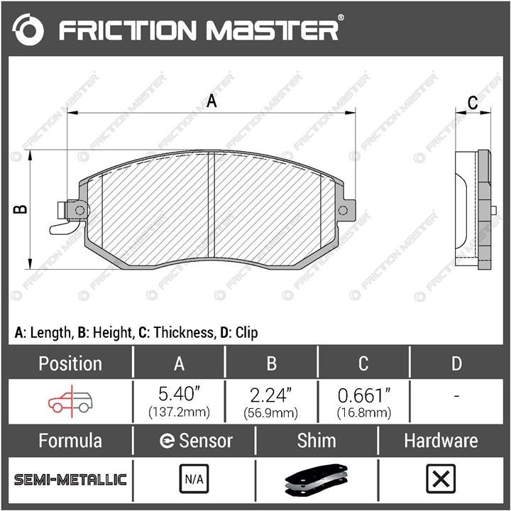 Гальмівні колодки Friction Master Black, комплект Friction Master MKD1539