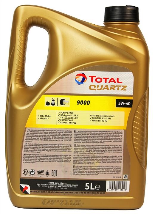 Engine oil Total QUARTZ 9000 5W-40, 5L Total 216605