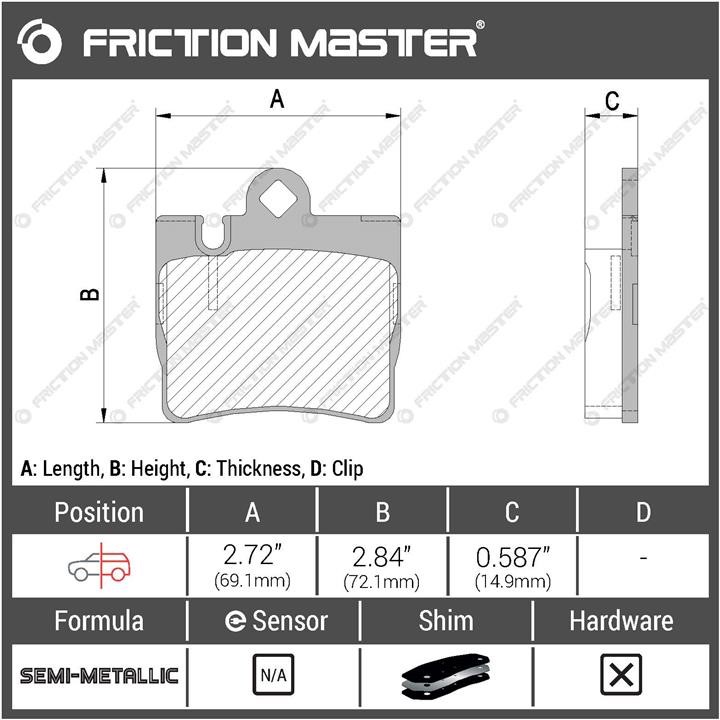 Тормозные колодки дисковые Friction Master Black, комплект Friction Master MKD848