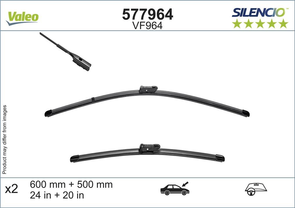 Щетка стеклоочистителя Volvo C40 (Вольво С40): 577964 Valeo Комплект щеток стеклоочистителя бескаркасных Valeo Silencio Flat 600/500