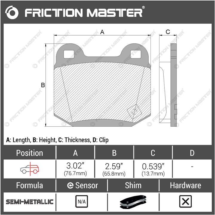 Pad set, rr disc brake Friction Master Black Friction Master MKD961