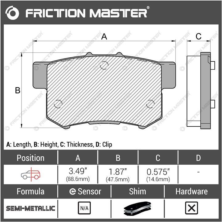 Тормозные колодки дисковые Friction Master Black, комплект Friction Master MKD537