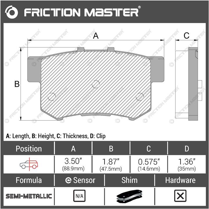 Гальмівні колодки Friction Master Black, комплект Friction Master MKD1086