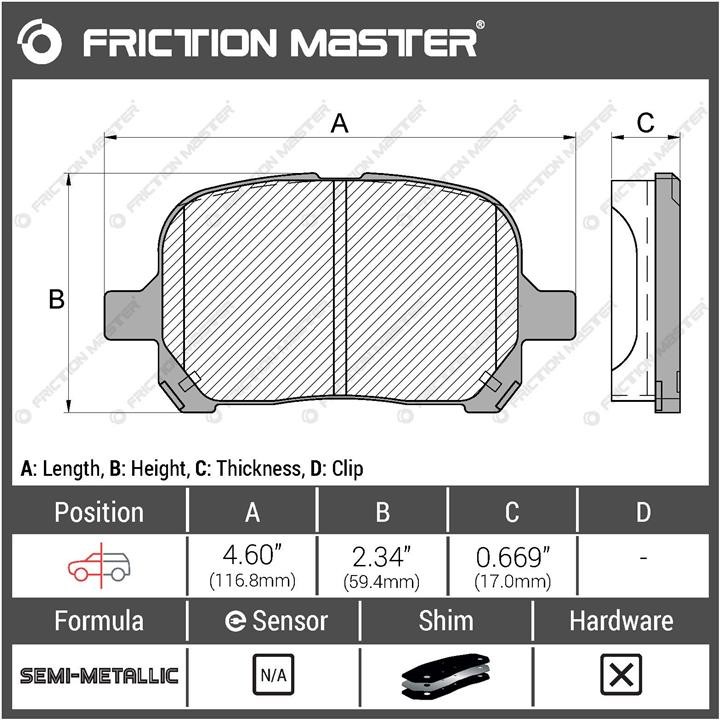Гальмівні колодки Friction Master Black, комплект Friction Master MKD707