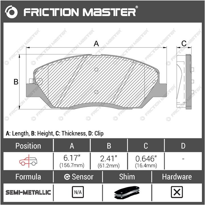 Тормозные колодки дисковые Friction Master Black, комплект Friction Master MKD1202