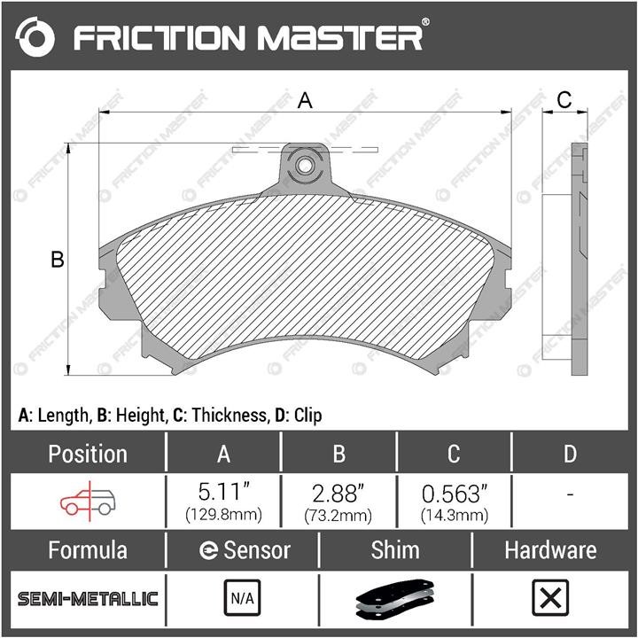 Тормозные колодки дисковые Friction Master Black, комплект Friction Master MKD1494