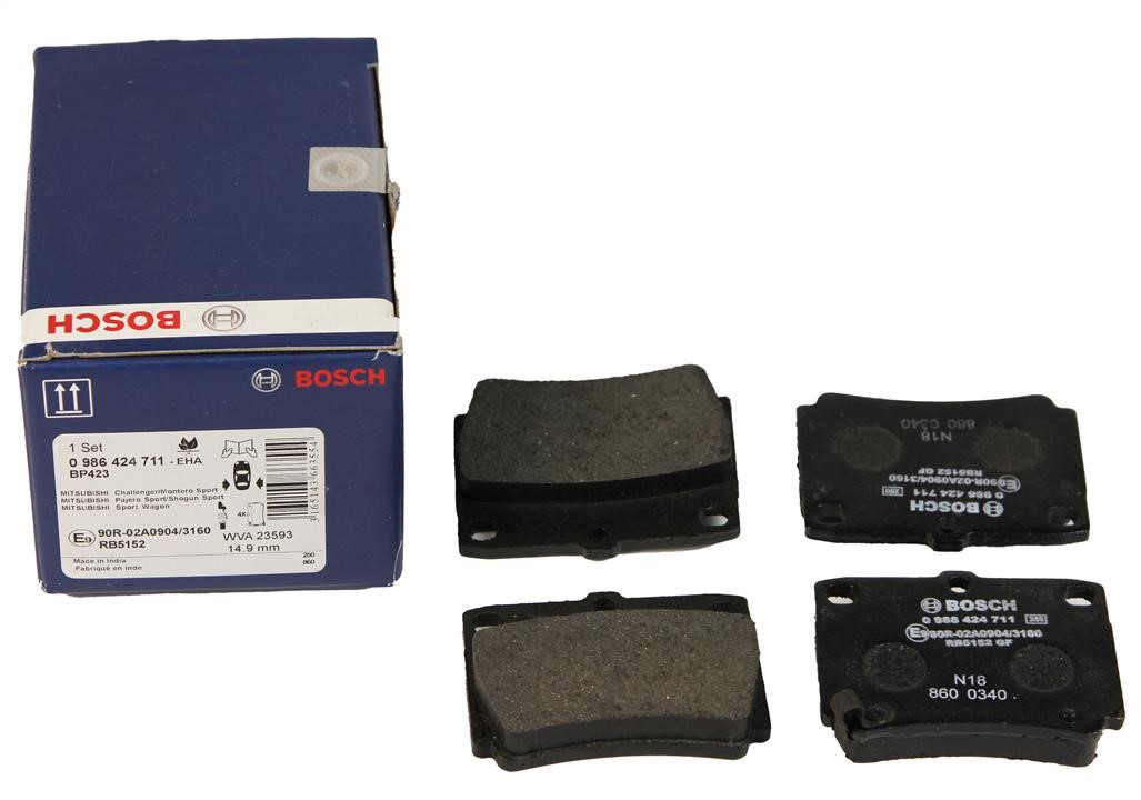 Гальмівні колодки, комплект Bosch 0 986 424 711