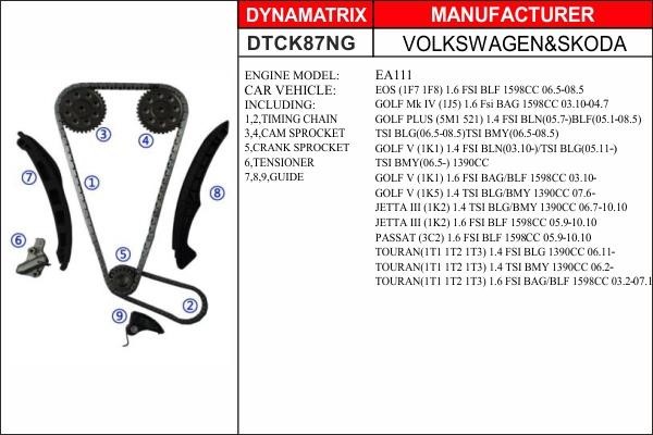 Dynamatrix DTCK87NG Timing chain kit DTCK87NG: Buy near me in Poland at 2407.PL - Good price!