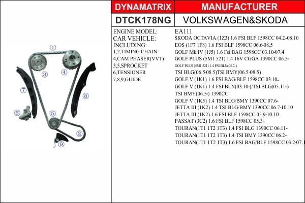 Dynamatrix DTCK178NG Комплект цепи ГРМ DTCK178NG: Отличная цена - Купить в Польше на 2407.PL!