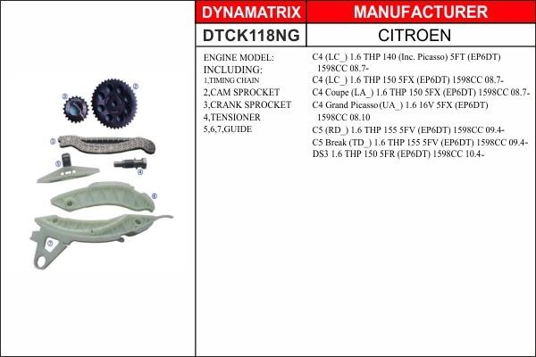 Dynamatrix DTCK118NG Timing chain kit DTCK118NG: Buy near me in Poland at 2407.PL - Good price!