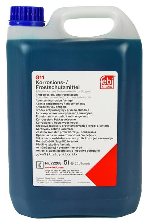 22268 febi - Frostschutzmittelkonzentrat G11 ANTIFREEZE, blau, 5 L