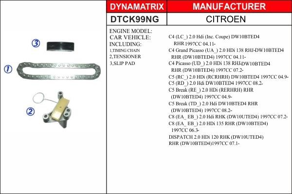 Dynamatrix DTCK99NG Комплект цепи ГРМ DTCK99NG: Отличная цена - Купить в Польше на 2407.PL!