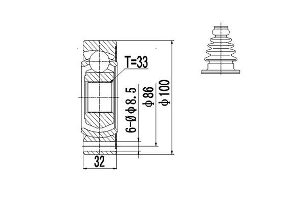 Dynamatrix DCV603014 Шарнір рівних кутових швидкостей (ШРКШ) DCV603014: Приваблива ціна - Купити у Польщі на 2407.PL!