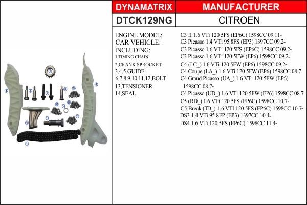 Dynamatrix DTCK129NG Комплект ланцюга ГРМ DTCK129NG: Приваблива ціна - Купити у Польщі на 2407.PL!