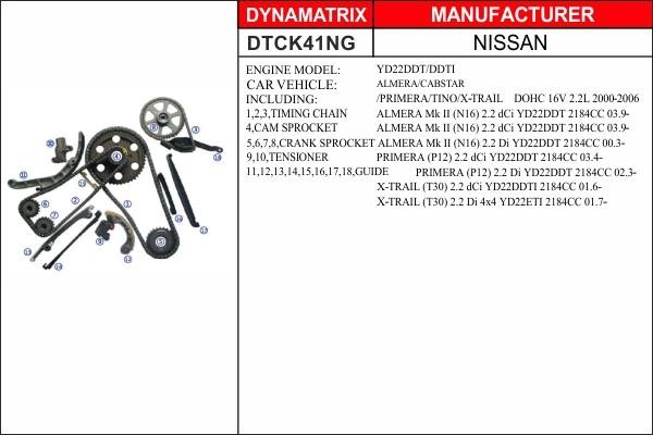 Dynamatrix DTCK41NG Комплект цепи ГРМ DTCK41NG: Отличная цена - Купить в Польше на 2407.PL!