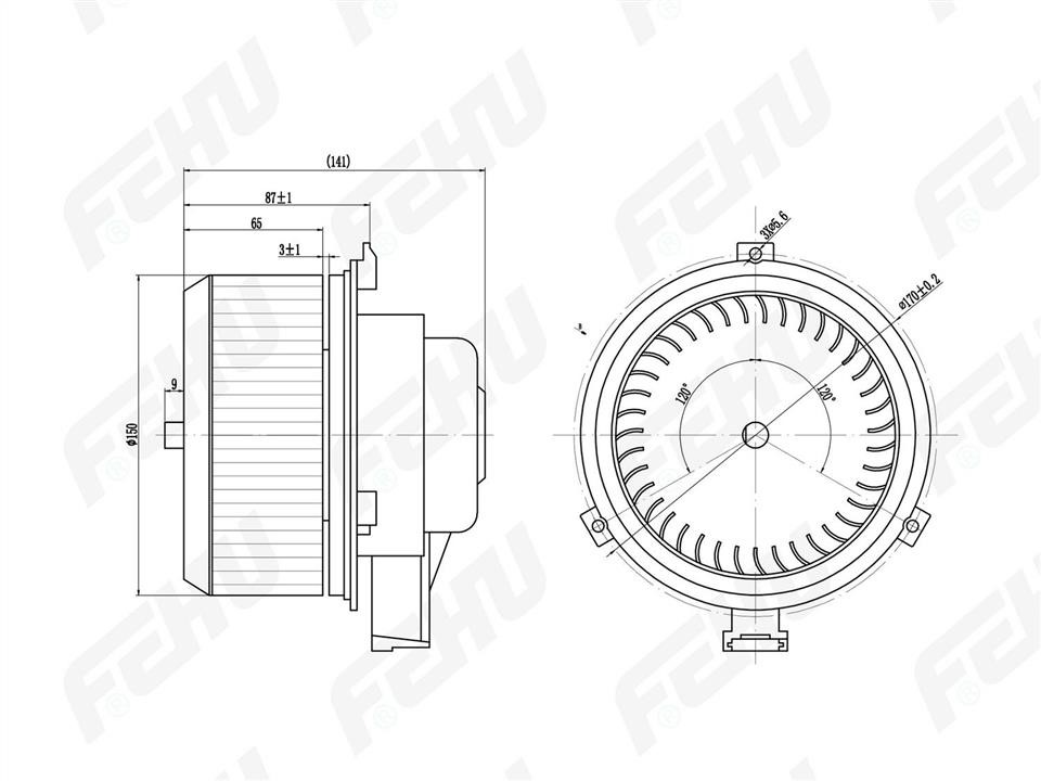 Fehu FFH1017 Fan assy - heater motor FFH1017: Buy near me in Poland at 2407.PL - Good price!