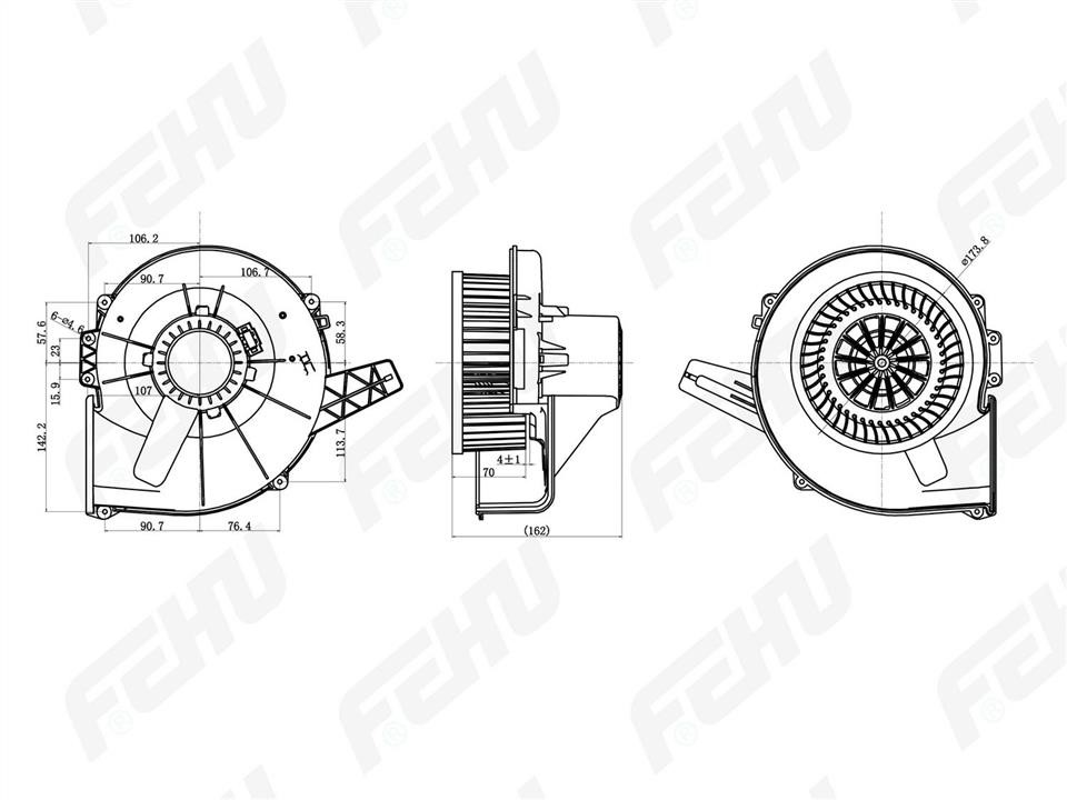 Fehu FFH1104 Fan assy - heater motor FFH1104: Buy near me at 2407.PL in Poland at an Affordable price!