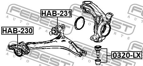 Control Arm-&#x2F;Trailing Arm Bush Febest HAB-231