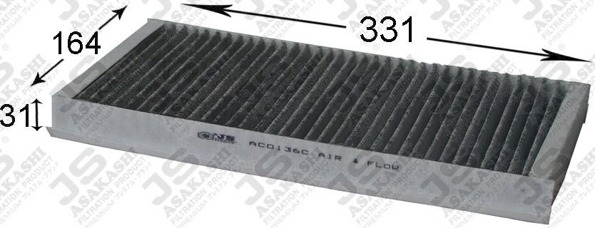 JS Asakashi AC0136C Filtr kabinowy z węglem aktywnym AC0136C: Dobra cena w Polsce na 2407.PL - Kup Teraz!
