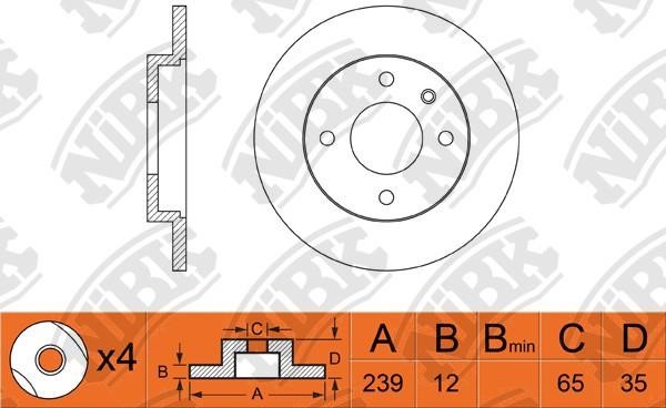 NiBK RN1012 Unventilated front brake disc RN1012: Buy near me in Poland at 2407.PL - Good price!