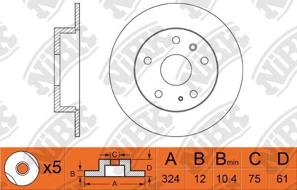 NiBK RN1016 Rear brake disc, non-ventilated RN1016: Buy near me at 2407.PL in Poland at an Affordable price!